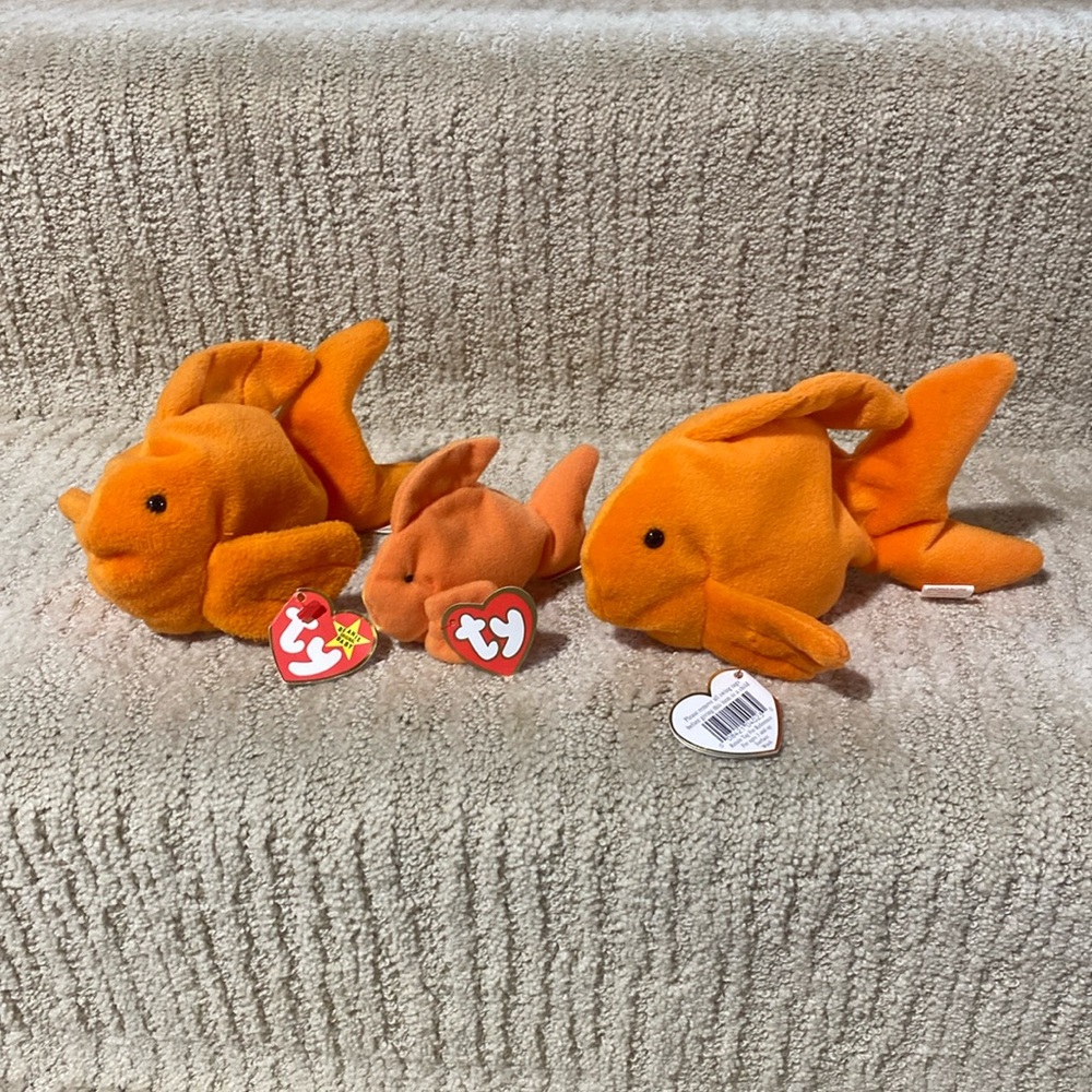 Ty Beanie Babies 2 Goldie style 4023 & 1 Teenie Beanie Baby Goldie.